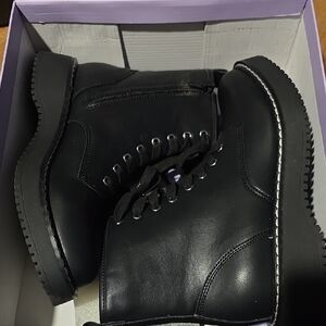 Madden Girl Black Combat/Moto  Boots